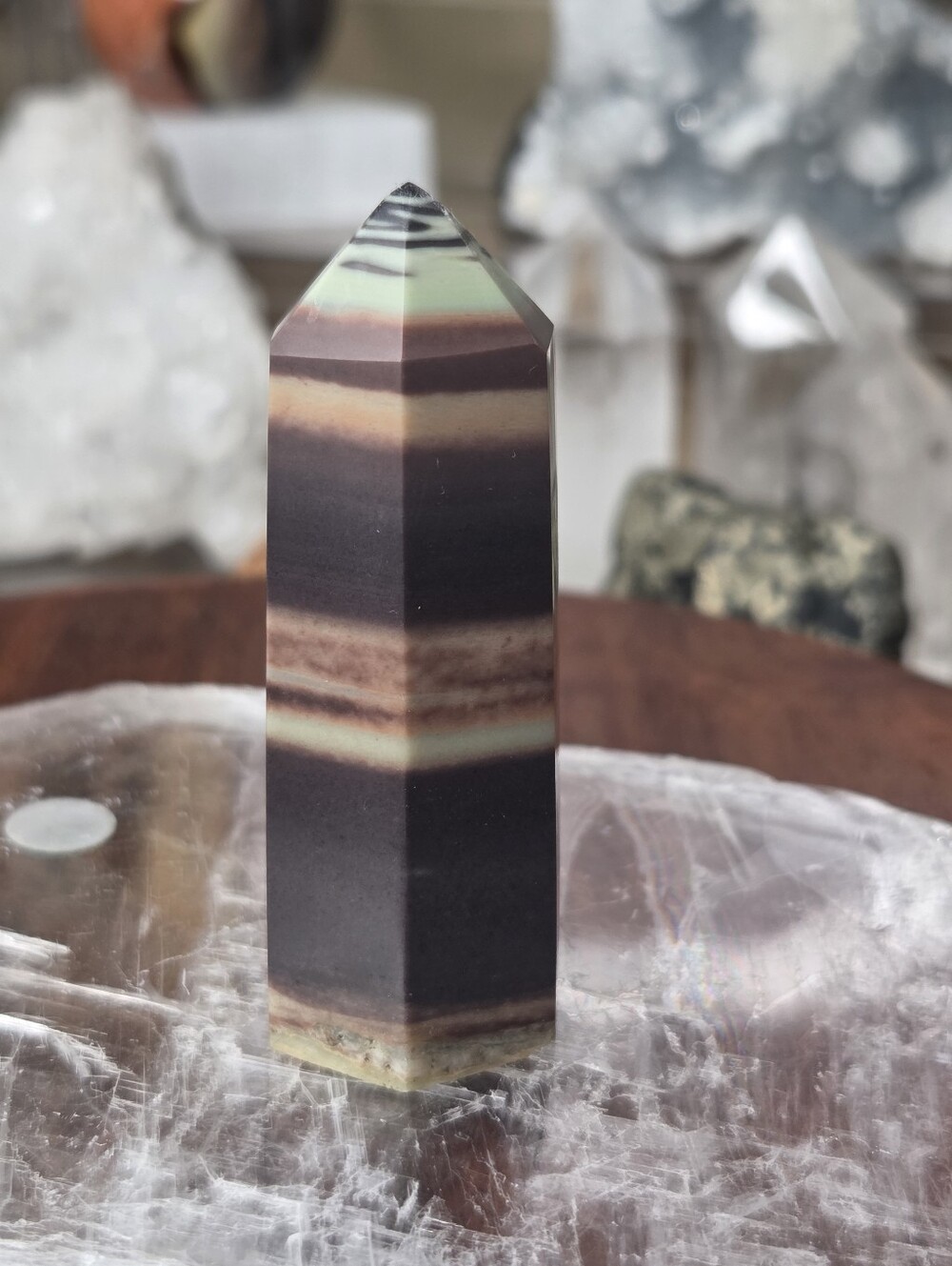 Purple Green Jade Robe Tower Crystal